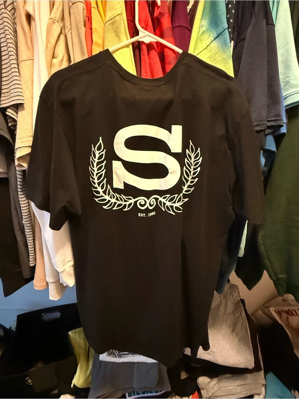 Stussy Black Embroidered Logo Short Sleeve T-Shirt with Small Chest Logo - Picture 2 of 3